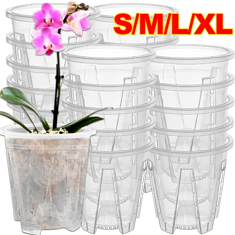 Orchid Potting Mix - S/M/L/XL 사이즈 투명 뿌리 제어 화분