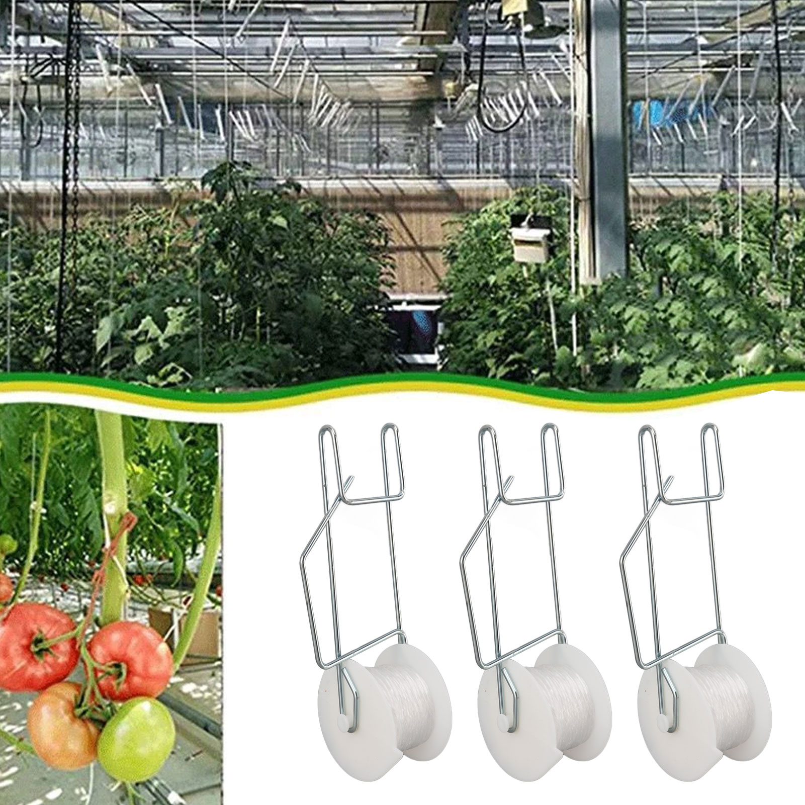 Gardening Tools Essential - 토마토 지지대 고리 6-50개, 15m 끈이