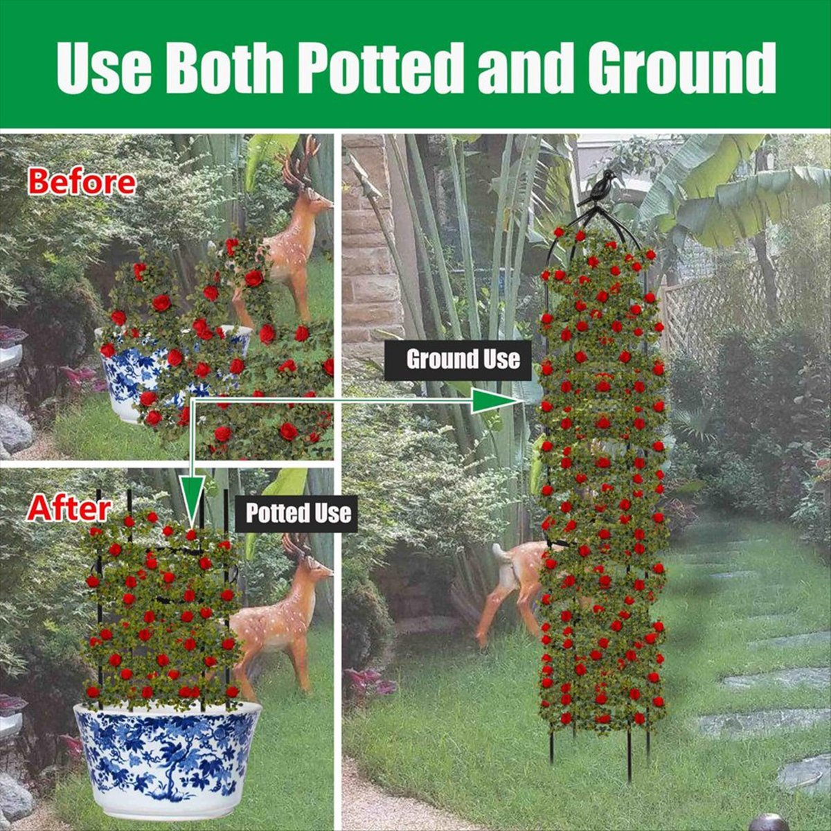 AT16 덩굴식물 오벨리스크 트렐리스, 정원 트렐리스, - Gardening Tools B&M 리뷰 및 가격